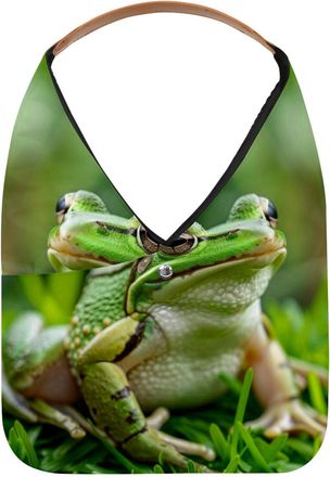 Generic Green background Frog (2) Reusable Lightweight Grocery Bags - Foldable Into Compact Pouch, Washable & Sturdy, Multipurpose for Shopping and Travel