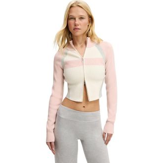 Cotton On Womens Active Spliced Knit Zip Through in Cherry Dream Coconut Milk at Nordstrom, Size Large