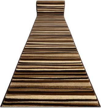 RugsX Rugsx - Alfombra De Pasillo Royal 5374 Ondas Rayas Beige / Marr&oacute;n 80cm Brown 80x420 Cm