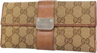 Gucci Brown Canvas Long Wallet (Bi-Fold) (Pre-Owned)