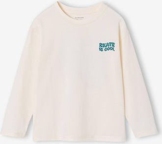 Vertbaudet Shirt mit Print f&uuml;r Jungen, Recycling-Baumwolle wollwei&szlig;