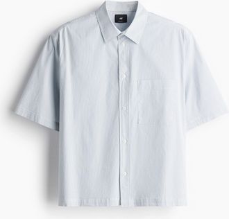 H&M Kurzarmhemd in Oversized Fit - Blau/Gestreift
