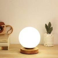 OEM L&aacute;mpara De Mesa Esf&eacute;rica Minimalista Moderna, L&aacute;mpara De Escritorio Con Pantalla De Cristal Y Base De Madera, L&aacute;mpara De Noche Con Protecci&oacute;n Ocular, 