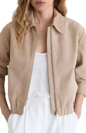 Reiss Lottie Leather Jacket in Neutral at Nordstrom, Size 0