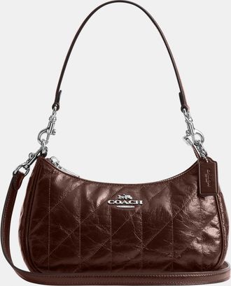 Coach Womens Teri Shoulder Bag With Quilting - Brown Leather - One Size