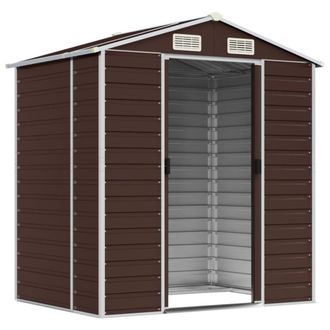 Berkfield Home Garden Shed Brown 191x130x198 cm Galvanised Steel | Size: 191 x 130 x 198 cm