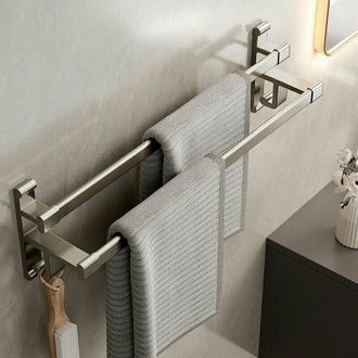 OEM Toallero Sin Agujeros, Toallero Con Dos Brazos, Toallero Con Doble Estante - Crezuo