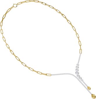 Diamond2Deal 18k Vermeil Plated Silver 3.8 Ct Pear Cut White & Yellow Lab Grown Diamond Drop Necklace 18