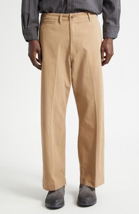Beams Military Cotton Twill Straight Leg Pants in Khaki at Nordstrom, Size X-Large