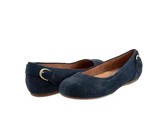 Softwalk Sydney Womens Flat Shoes Navy Suede : 10.5 M (B), Leather/Polyester/Rubber