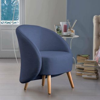 Talamo Italia Sill&oacute;n Annarella, Sill&oacute;n De Dise&ntilde;o Para La Sala De Estar., 100% Made In Italy, Sill&oacute;n Relax En Tela Tapizada, Cm 70x60h80, Azul, Con Embalaje Reforzad