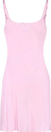Courr&egrave;ges Pink Silk Embroidered Logo Mini Dress