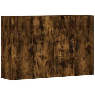 vidaXL Vidaxl - Armadietti a Parete 2 pz Rovere Fumo in Legno Multistrato