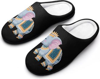 Generic Cute Indian Elephant Funny Mens Cotton Slippers Soft Non-Slip Rubber Sole House Slipper Indoor Outdoor
