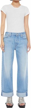 Mother Lil Dodger Button Hover Cuff Jeans In Light Blue