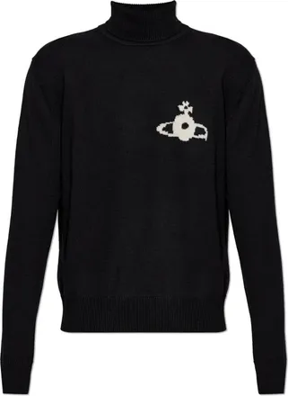 Vivienne Westwood Wool Turtleneck Mark - Heren - Coltruien - Zwart - XL - Wol - Truien & Vesten