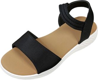 Generic Ladies Wedge Sandals with Elastic Ankle Strap Open Toe Orthopedic Sandal Stylish Breathable Comfortable Casual Wide Fit Walking Sandals Leisure Outdoo