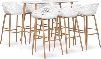 vidaXL Mesa Alta Y Taburetes De Bar 7 Piezas Blanco Vidaxl