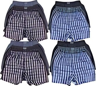 Generic Mens Cotton Boxer Shorts - Breathable Woven Loose Fit Underwear with Comfort Waistband, Fly Button, Checkered Design (XXXL - 12 Pack - Multicolor)
