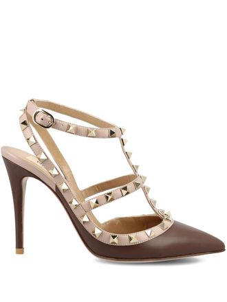 Valentino Garavani studded straps heeled pumps - Brown