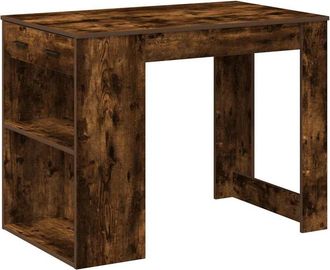 vidaXL Vidaxl - Escritorio con cajón estante madera contrachapada roble ahumado