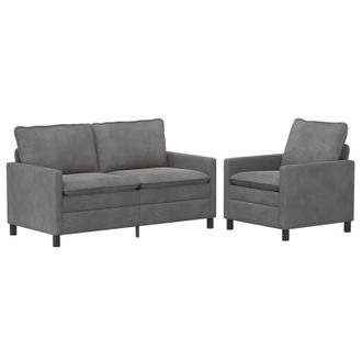 vidaXL Juego De Sof&aacute; 2 Uds. Gris Oscuro Terciopelo Vidaxl