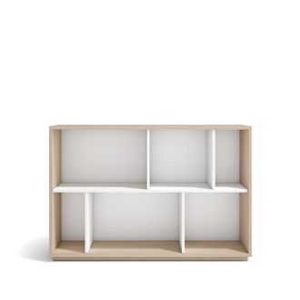 HERDASA Estanter&iacute;a librer&iacute;a en melamina nogal claro y blanco 80x119x32 cm