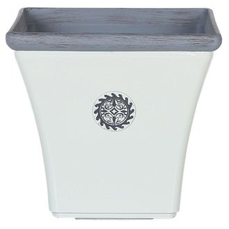 Beliani Maceta Blanco Azul 37 X 37 Cm Resistente A La Intemperie Elateia