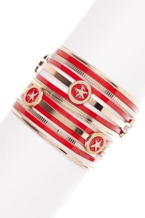 Olivia Welles Starfish Style Bangle - Set of 13 in Gold /Coral at Nordstrom Rack