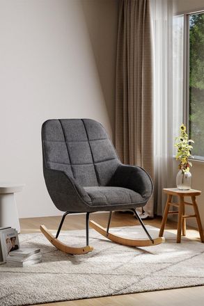 Living and Home High-Back Linen Upholstered Rocking Chair