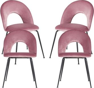 Regalos Miguel Packs Sillas Comedor - Pack 4 Sillas Dawa Black Terciopelo - Rosa