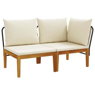 vidaXL 2 Uds. Conjunto De Jard&iacute;n Con Cojines Natural Vidaxl