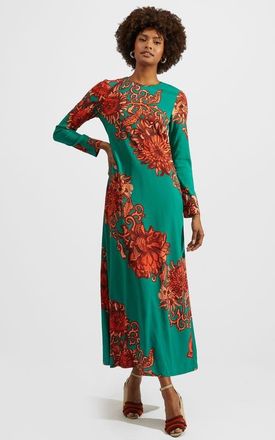 La DoubleJ Long Sleeve Swing Dress Anemone Ghirlanda Green at Nordstrom, Size X-Small