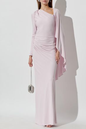 Self Portrait Long Dress With Draping At The Waist, Womens, Pink