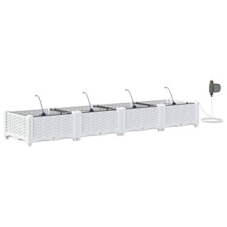 Berkfield Home Garden Planters with Water Irrigation System 4 pcs White