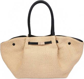 Urban Expression Womens Kaia Straw Tote Bag In Natural Black