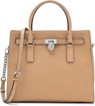 Michael Kors Hamilton Moderne Large Satchel Satchel Womens Handbags Peanut : LG, Leather