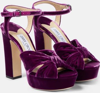 Jimmy Choo London Heloise 120 velvet peep-toe pumps