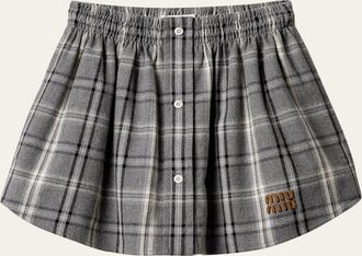 Miu Miu Check Button-Front Mini Skirt