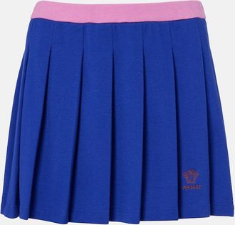 Versace Medusa pleated cotton piqu&eacute; miniskirt