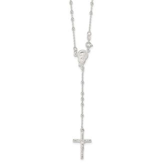 Diamond2Deal Sterling Silver Polished Rosary Necklace 18