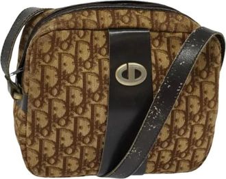 Dior Pre-owned Cross Body Bags, female, Brown, Size: ONE SIZE Pre-owned Vintage Trotter Canvas Shoulder Bag