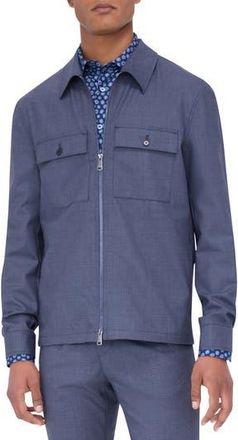Bugatchi Zip-Up Stretch Wool Travel Jacket in Cobalt at Nordstrom Rack, Size 40