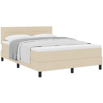 vidaXL Box Spring Bed with Mattress Cream 140 x 200 cm Fabric vidaXL