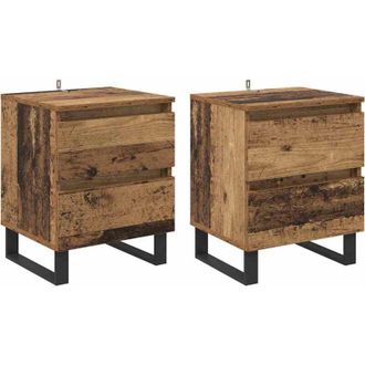 vidaXL Bedside Cabinet 2 pcs Old wood 40 x 35 x 50 cm Engineered wood vidaXL