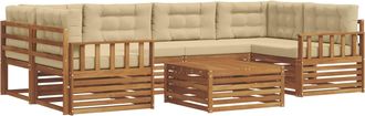 vidaXL Conjunto De Sof&aacute;s De Exterior 7 Uds. Natural Y Beige Vidaxl