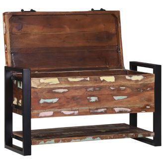 Berkfield Home Storage Box Multicolour 80x35x45 cm Solid Wood Reclaimed in Brown | Size: 80 x 35 x 45 cm