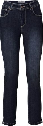 Heine R&ouml;hrenjeans HEINE, Damen, Gr. 17, Kurzgr&ouml;ssen, blau (schwarz denim), 76% Baumwolle, 16% Polyester, 7% Viskose, 1% Elasthan, Miedereinsatz:15% Elasthan