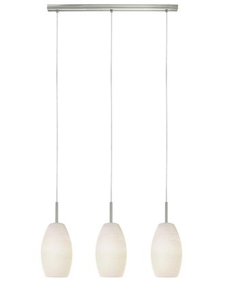 Eglo Eglo Batista 1 3 Light Linear Pendant With Matte Nickel Finish & White Glass Shades