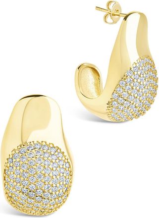 Sterling Forever Wesley CZ Statement Huggie Hoop Earrings